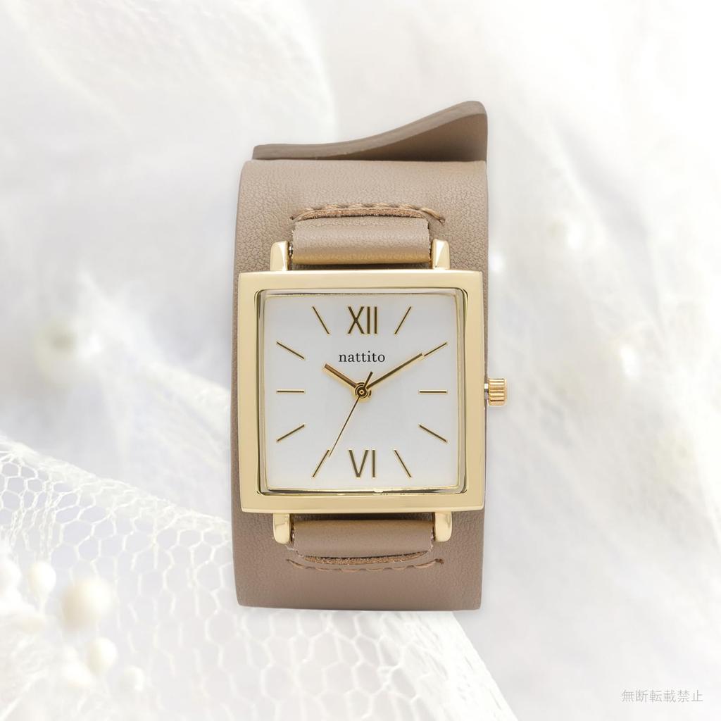 Fieldwork Women's Analog Watch with Leather Strap and Bangle, Krunto Gray Beige, ST294-1