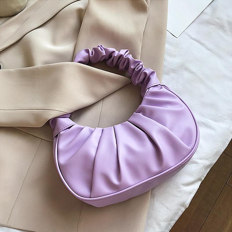Launch Pleated Shoulder Bags for Women Leather Pu Handbag Cloud Shoulder Small Bag