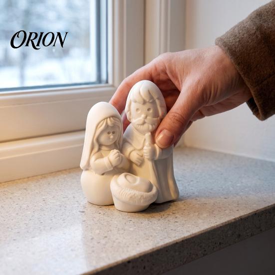 Bookshelf Christmas Figurines 3D Printed Nativity Figurine, Cute Holy Family Statue, Religious Scene Ornaments Holiday Desktop for Windowsills