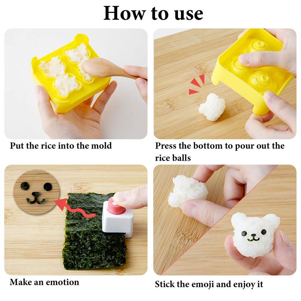 Rice Ball Molds Sushi Rice Decorating Mold With 1 Pcs Rice Ball Maker Shake 1 Pc