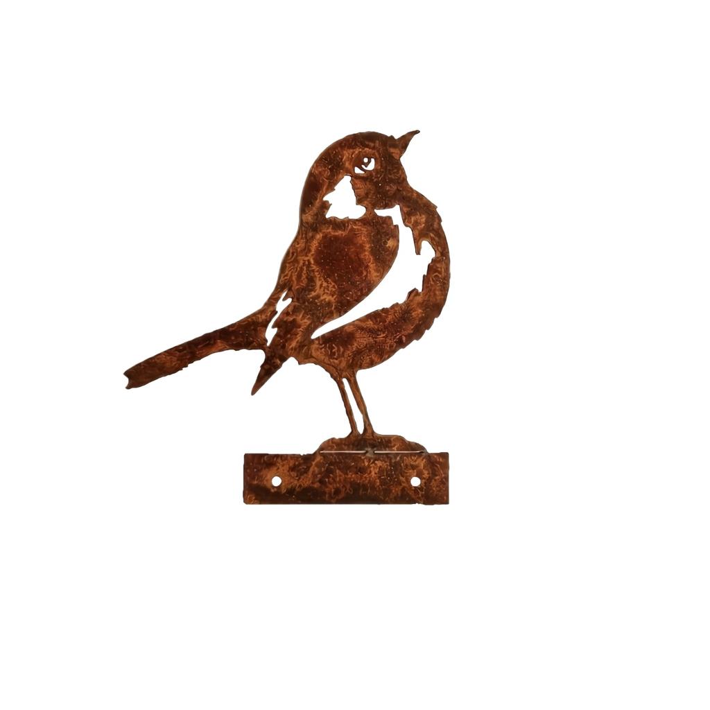 Rustikales Metallvogel-Wanddekor Außen-Eisenvogel-Skulptur Gartenornament mit Befestigungslöchern für einfache Montage