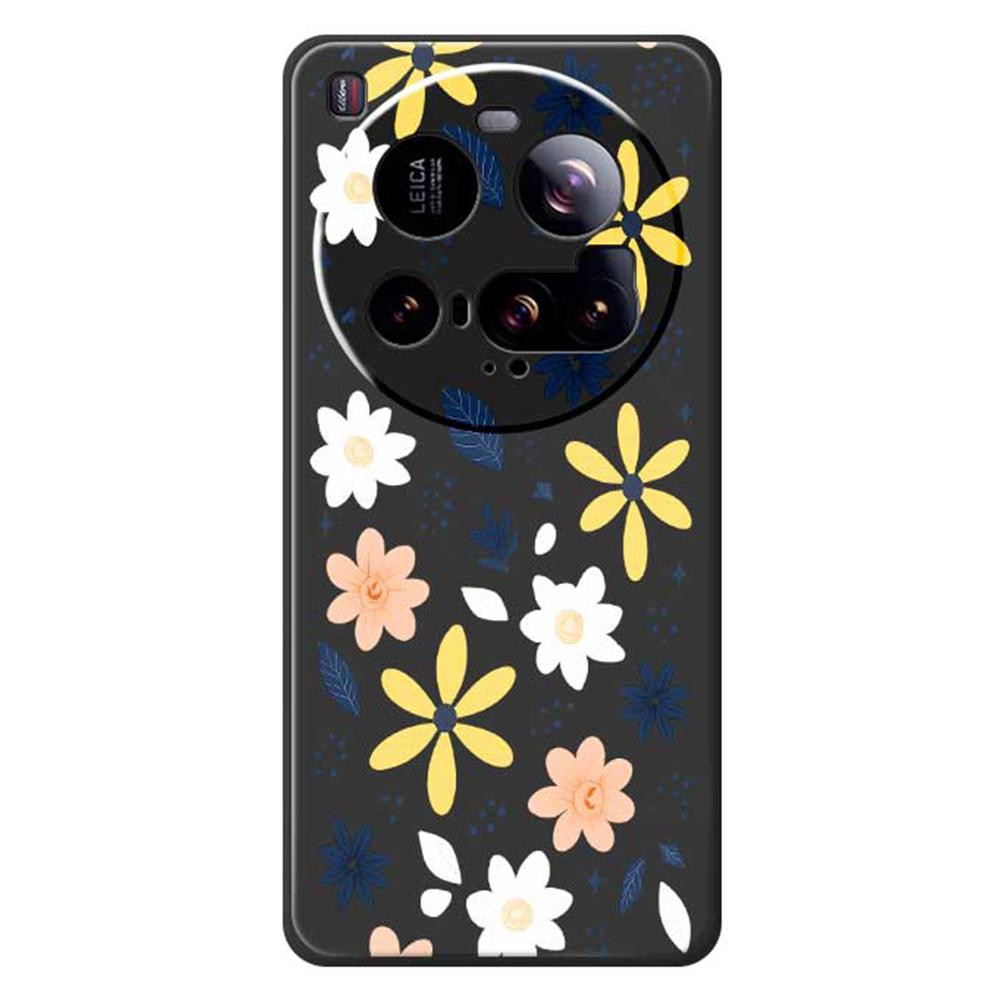For Xiaomi 15 Ultra Case Colorful Floral Blue Leaves Pattern Printing Straight Edge TPU Phone Back Cover