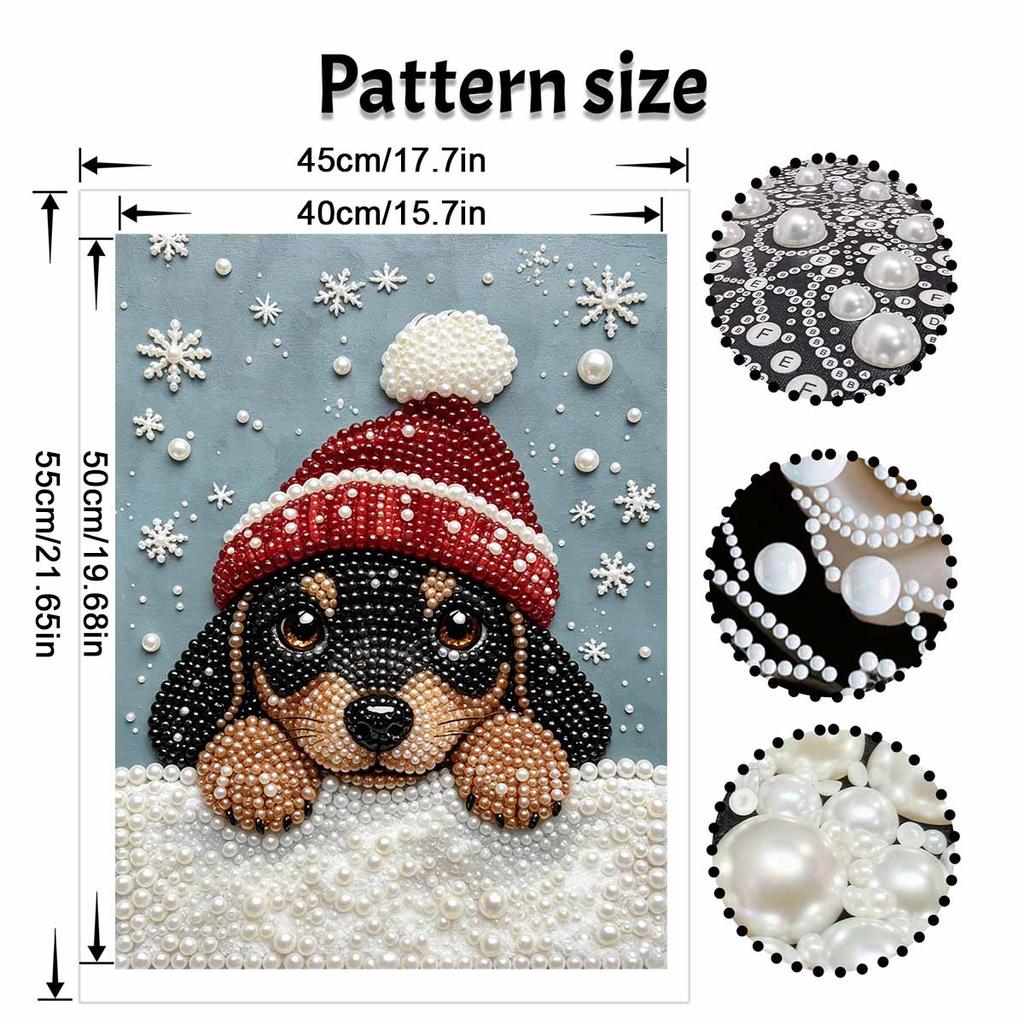 DIY Frameless Pearl Painting Kit Adorable Puppy Cozy Home Decor 3D Shiny Bead Art Canvas Relaxing Craft Gift for Adults