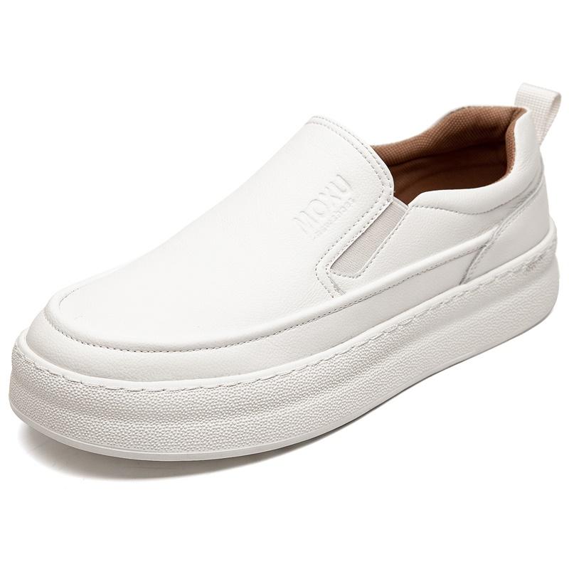 

Модные мужские мокасины с толстой подошвой из натуральной кожи, повседневная обувь, дышащие мужские кроссовки, легкие туфли на плоской подошве для прогулок на свежем воздухе, обувь для отдыха и прогулок 40 белый