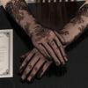 Bridal Lace Gloves Women Lace Arm Sleeves Elegant Long Gloves Fingerless or Five-Finger Gloves for Wedding Prom Tea Party