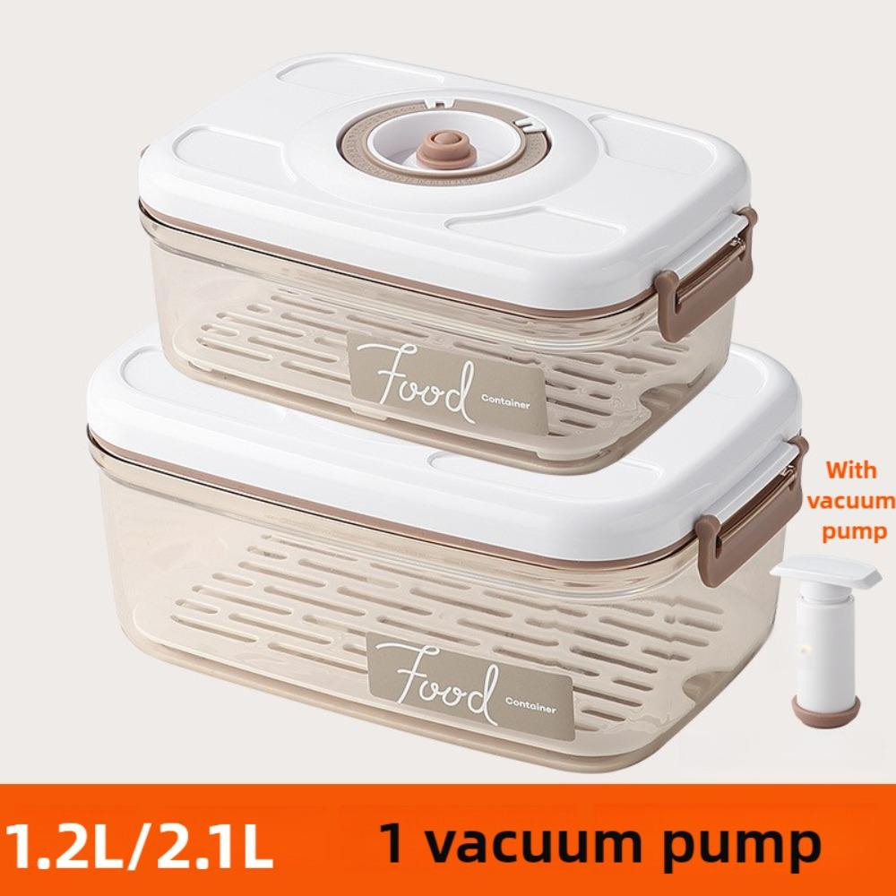 

Пищевой вакуумный контейнер Герметичный контейнер - Многоразовый кухонный контейнер для хранения с дренажной сеткой и вакуумным насосом для сохранения свежести продуктов