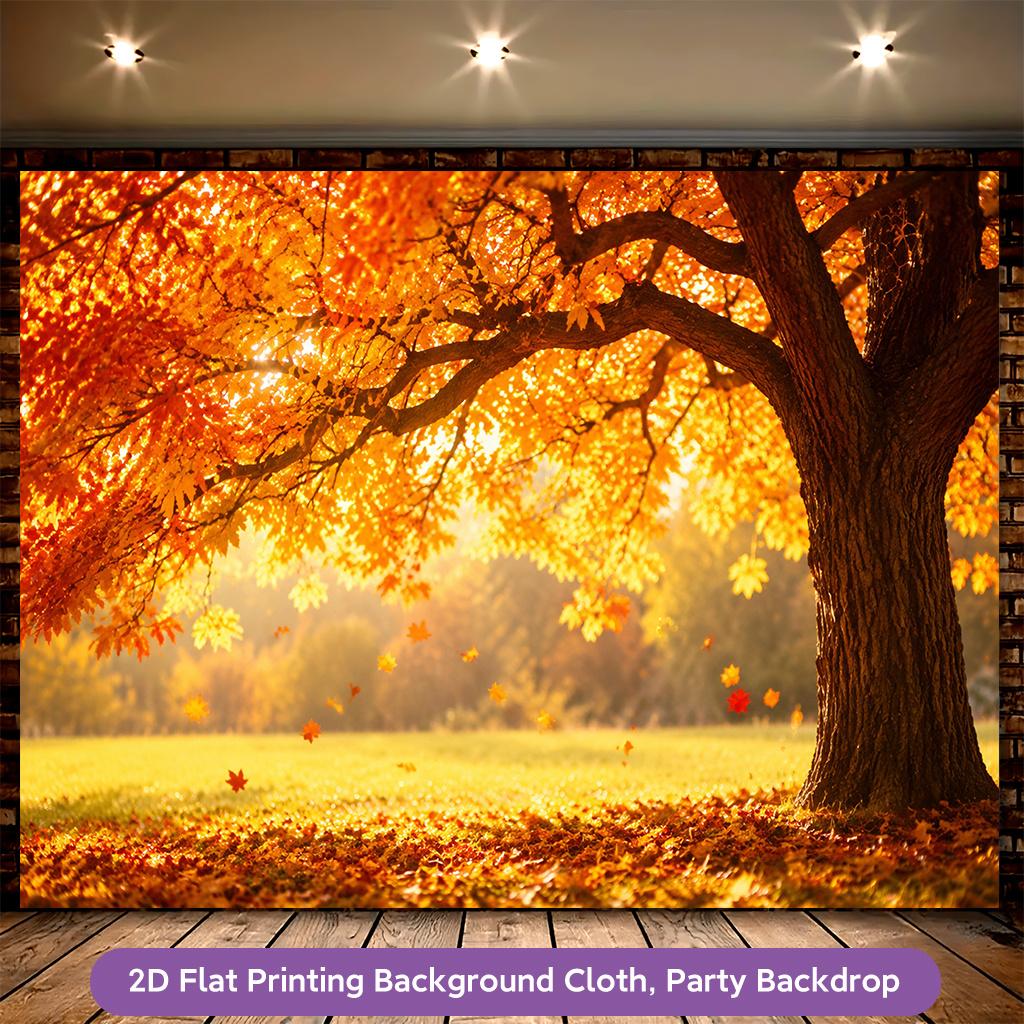 1Pcs Fall Tree Golden Autumn Leaves Scene Decoration Background Fall Backdrop Decorations For Photo Studio Photo Booth Party
