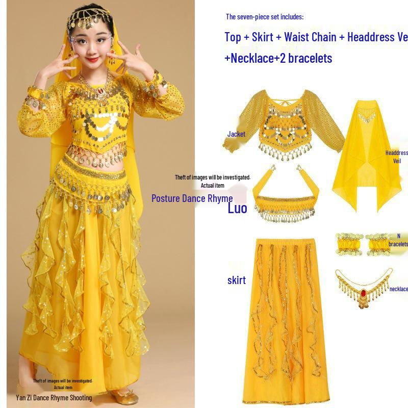 Disfraz de Espíritu Conejo de Jade - Demonio Femenino Traje de Actuación Infantil de Danza India