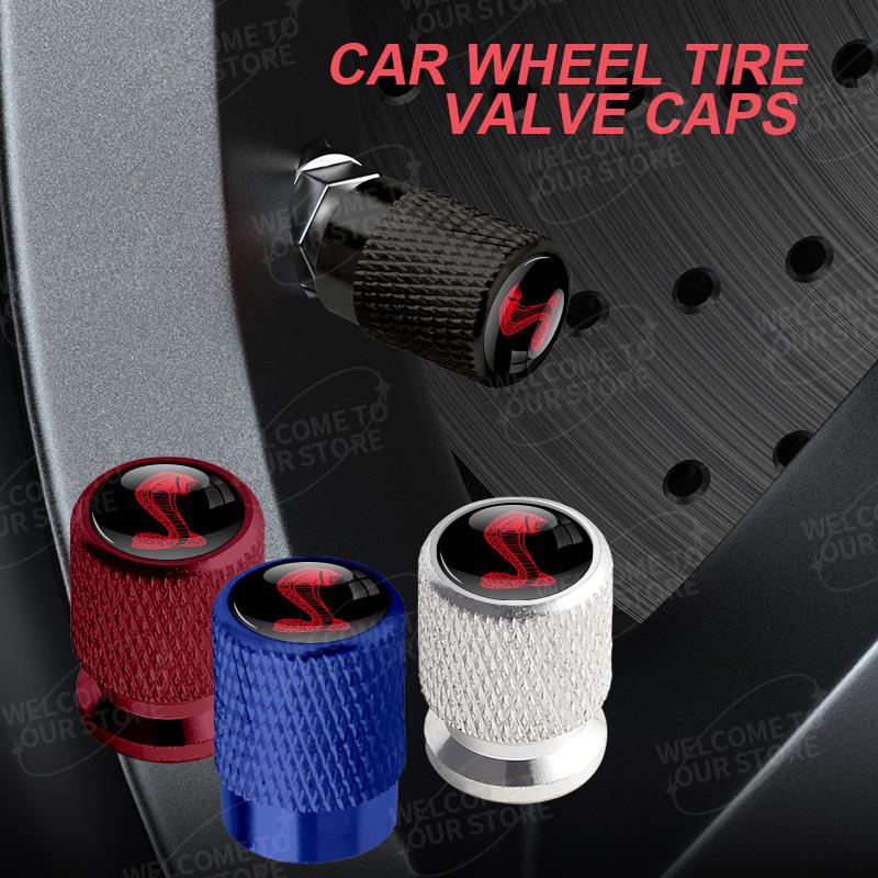 Aluminum For Ford Focus ST Line Mondeo Kuga GT350 GT500 Shelby Logo 4pcs Car Decor Wheel Tire Valve Caps Stem Cover Accessories