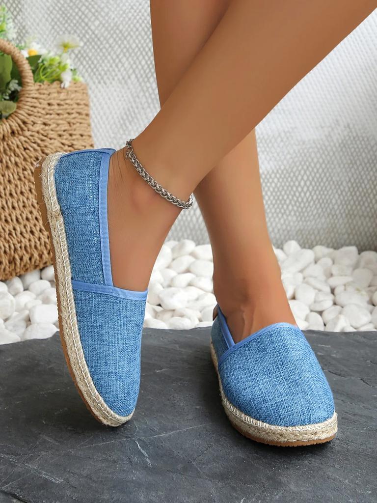 Comfortable Canvas Flat Shoes Women Breathable Non-Slip Espadrille Shoes Woman  Summer Solid Color Shallow Casual Flats