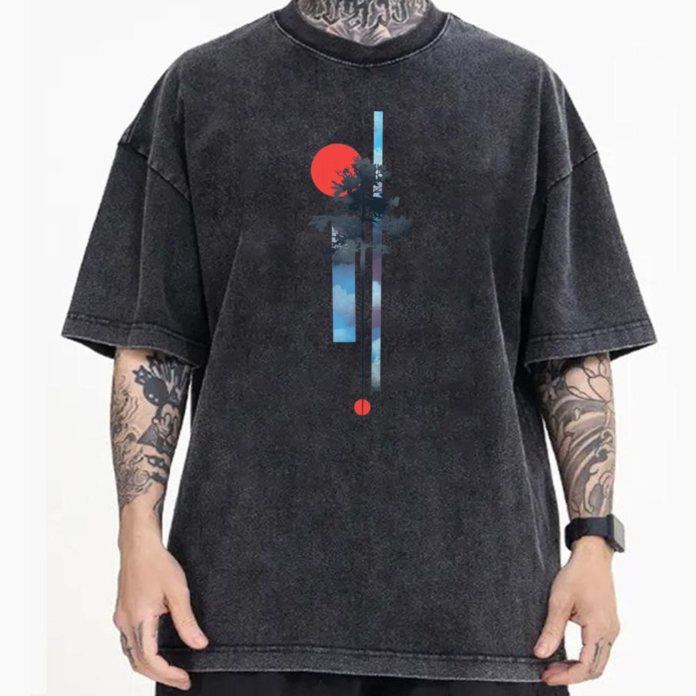 Tops Tees Abstract Natural Mother Day Short Sleeve Cotton Crew Neck Mens Washed T Shirt Printed Washed Tops Shirt Cute