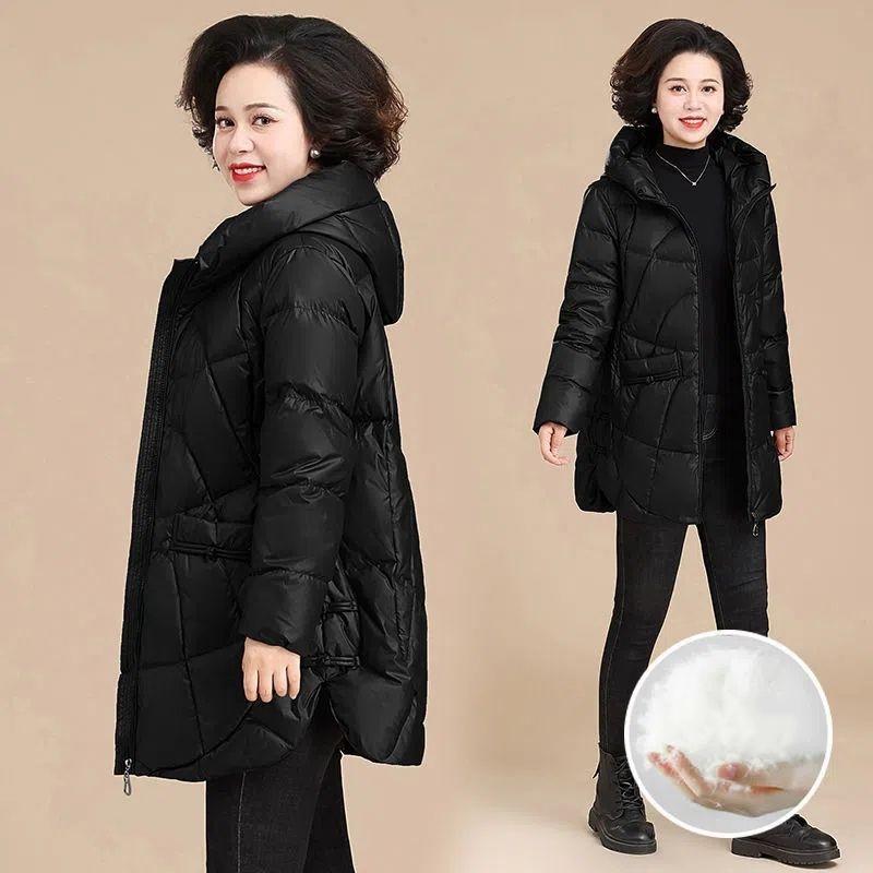 Dicke Mutter Winter Steppjacke Damen Mittellang Plus Dick Plus Größe Steppjacke Jacke Mittelalterliche und Ältere Steppjacke