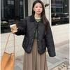 Winter Women's Embroidered Teddy Bear Splicing Lapel Short Cotton Jacket S-XL