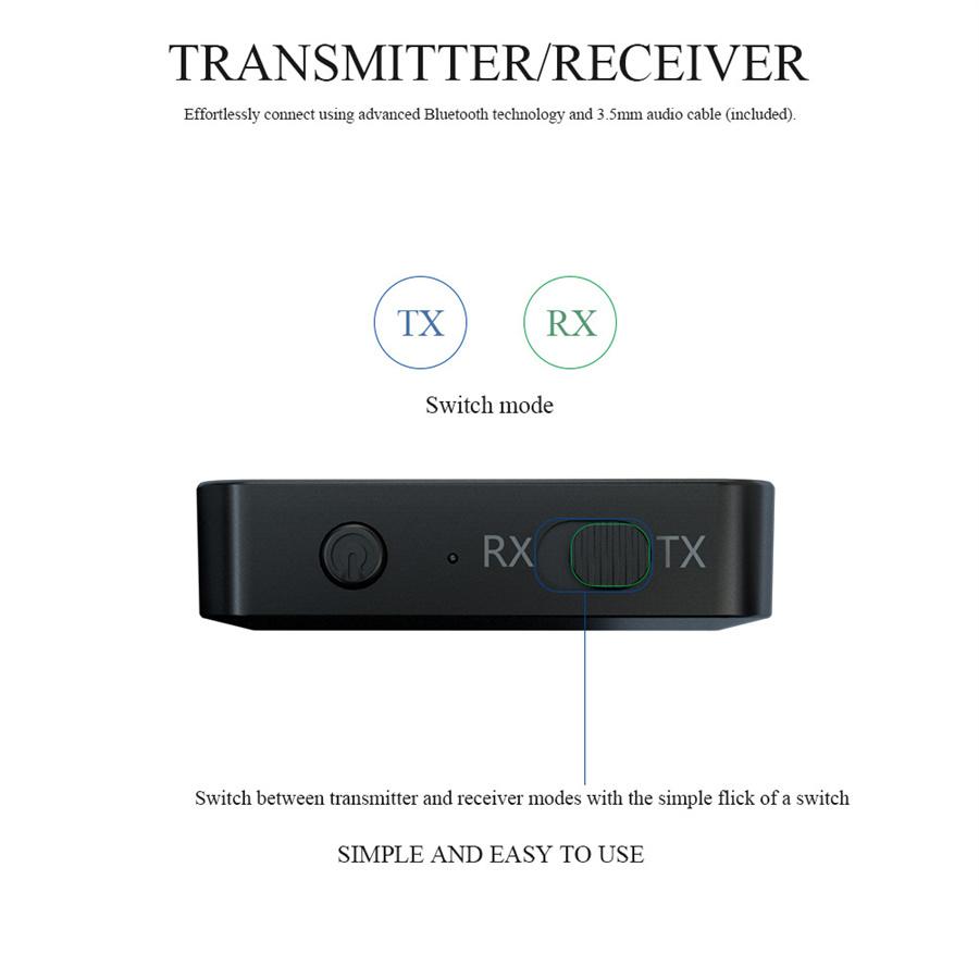 Wireless Bluetooth 5.0 Transmitter & Receiver Audio Adapter 2in1 Music 3.5mm Aux