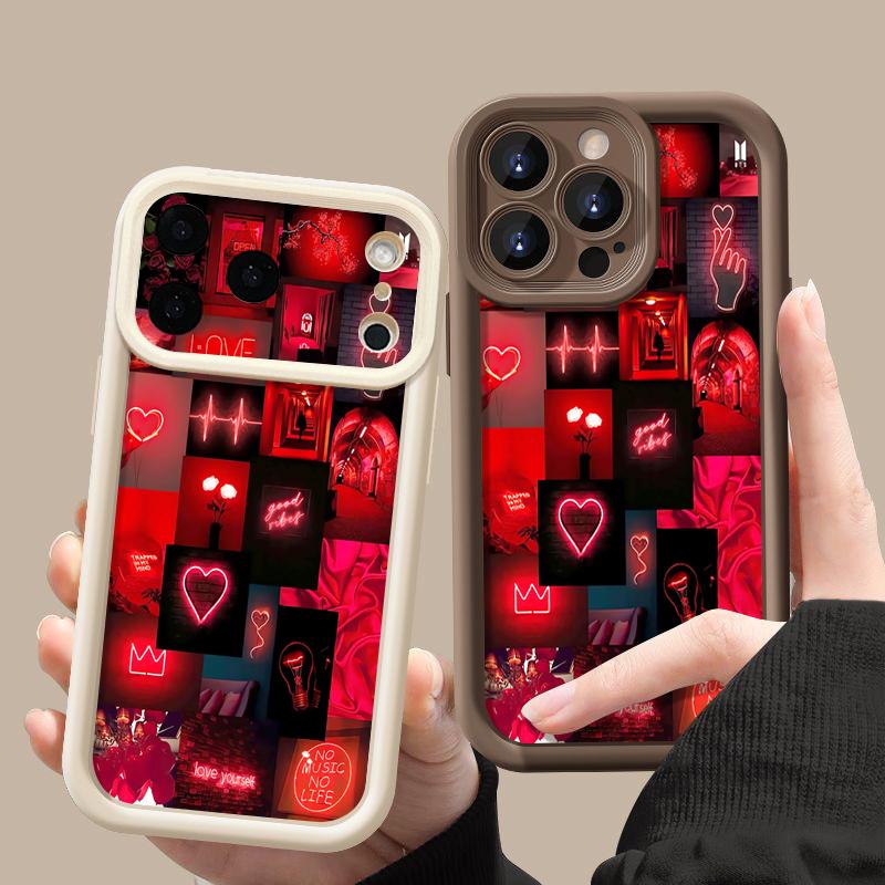 Red Heart Pattern TPU Phone Case For iPhone Air 16e 17 16 15 14 Pro Max 13 12 Pro 15 16 14 Plus Shockproof Soft Silicone Cover