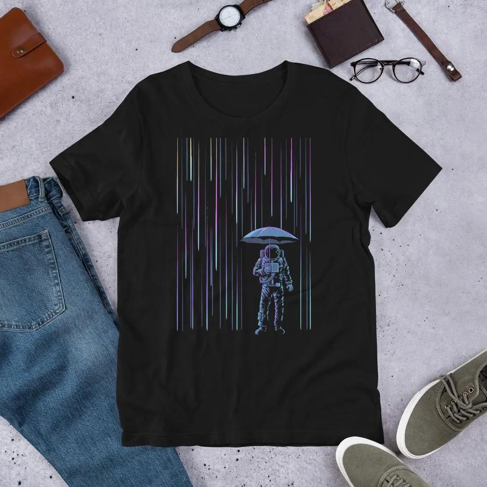 

Meteor Shower Astronaut T Shirt Cosmic Surreal Space Falling Stars Shirt Retro Streetwear Crew-neck Short-sleeved Men s T-shirt 4XL