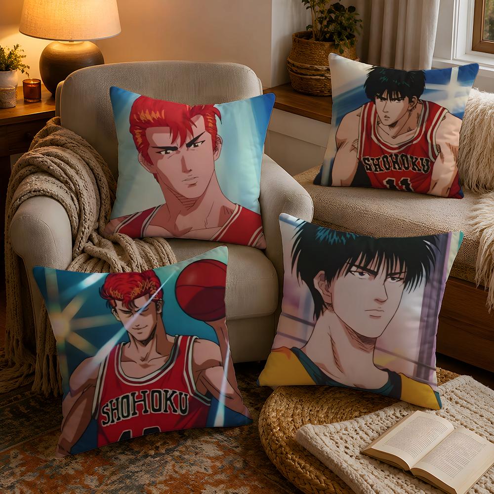 Classic Anima SSlam DunkS Cushion Cover Soft Plush Cushion Cover Double Print And Invisible Zipper For Sofa Home Car Use