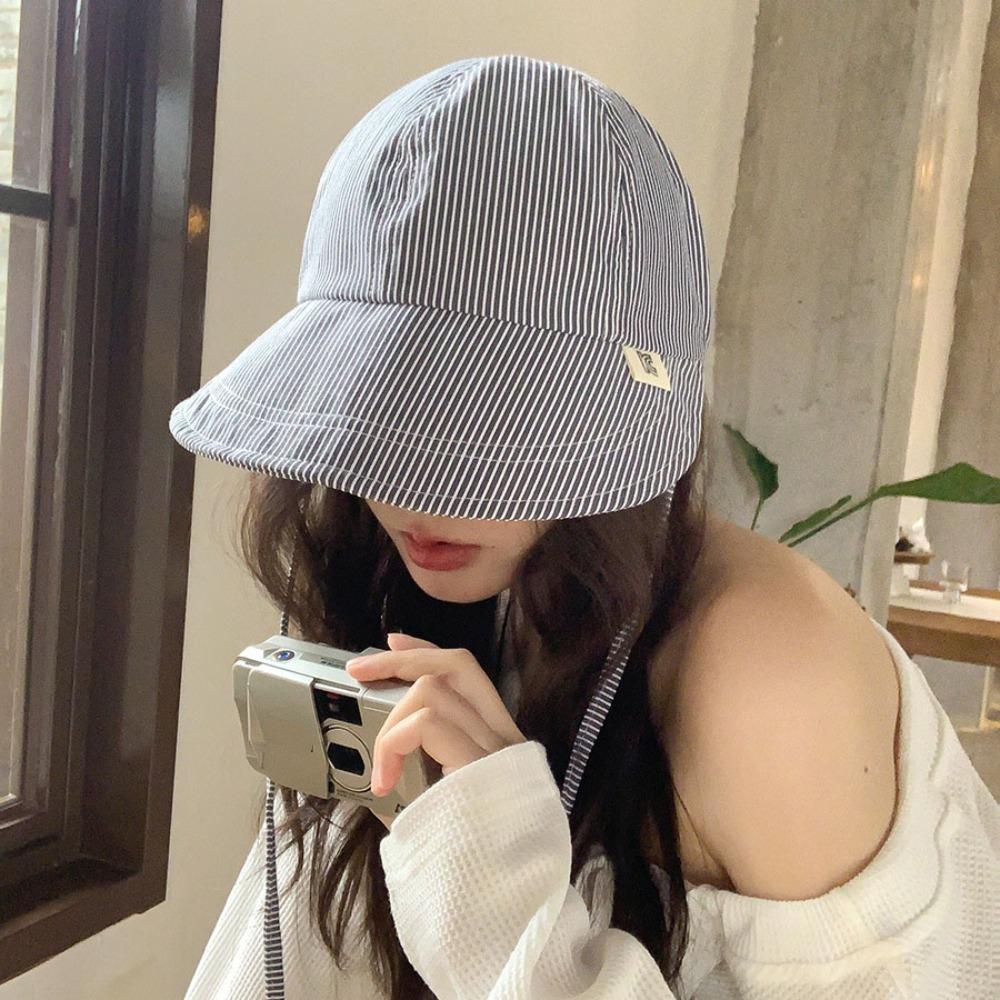 Adjustable Striped Peaked Cap Drawstring Women Sun Hat Lightweight Sunscreen Baseball Hat  Outdoor