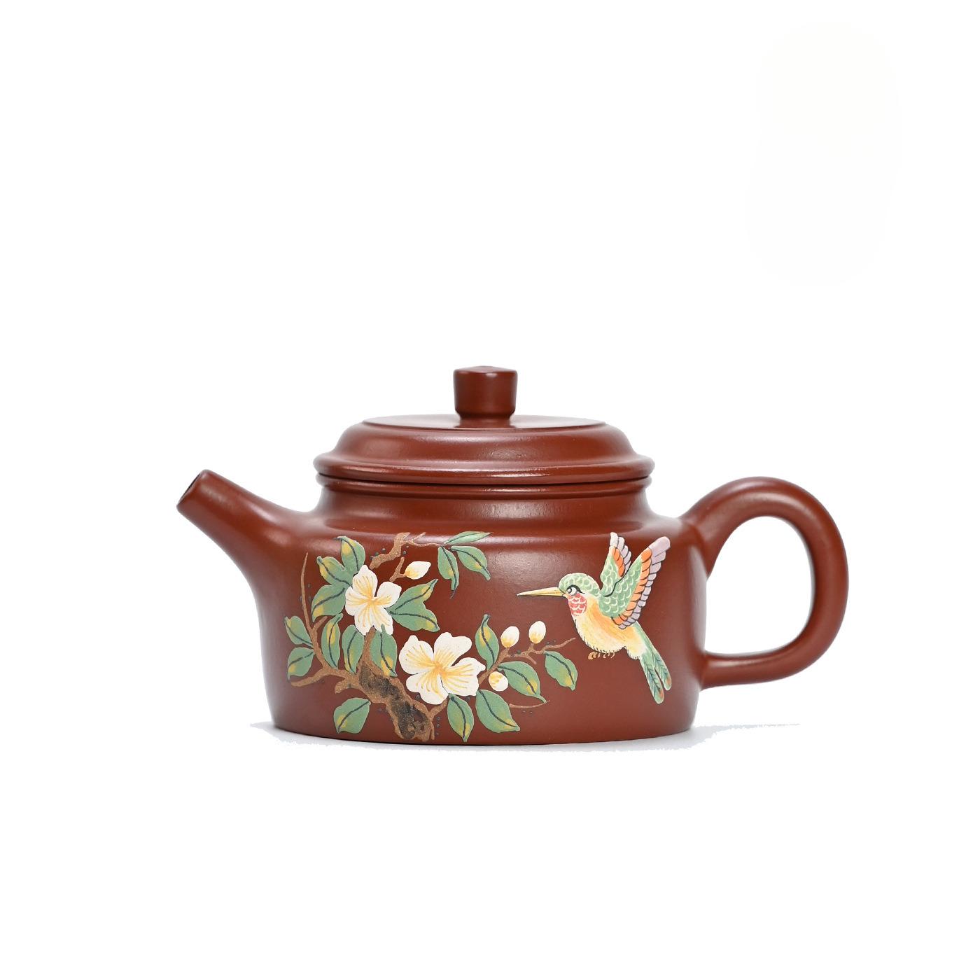 250ml Boutique Yixing Purple Clay Teapots Handmade Flowers And Birds Are Virtuous Pot Raw Ore Dahongpao Mud Kettle Zisha Tea Set