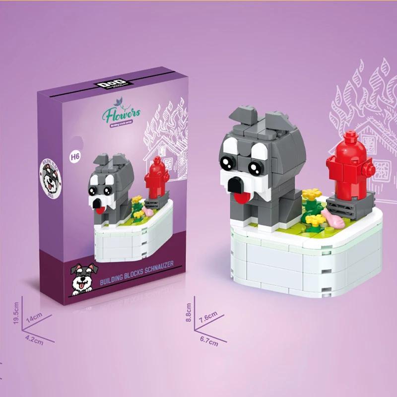 Dog Potted Plant Bouquet Bonsai Building Blocks Cute Dog Animal Scene Assembled Toys Desktop Ornaments Children's Holiday Gifts