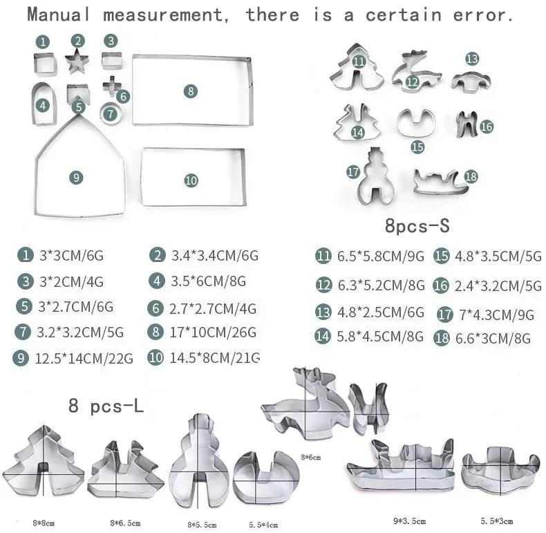 Nová 3D trojrozměrná nerezová forma na sušenky Vánoční perníková chaloupka 10 sad pekařských nástrojů Kuchyňské doplňky