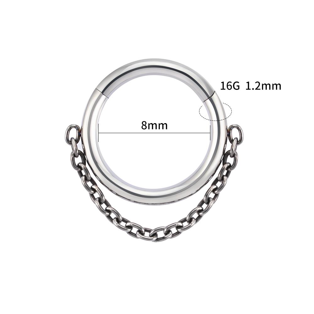 

Right Grand ASTM F136 Titanium 16G Hinged Segment Clicker Septum Ring with Chain Nose Ring Cartilage Earring Helix Lobe Piercing