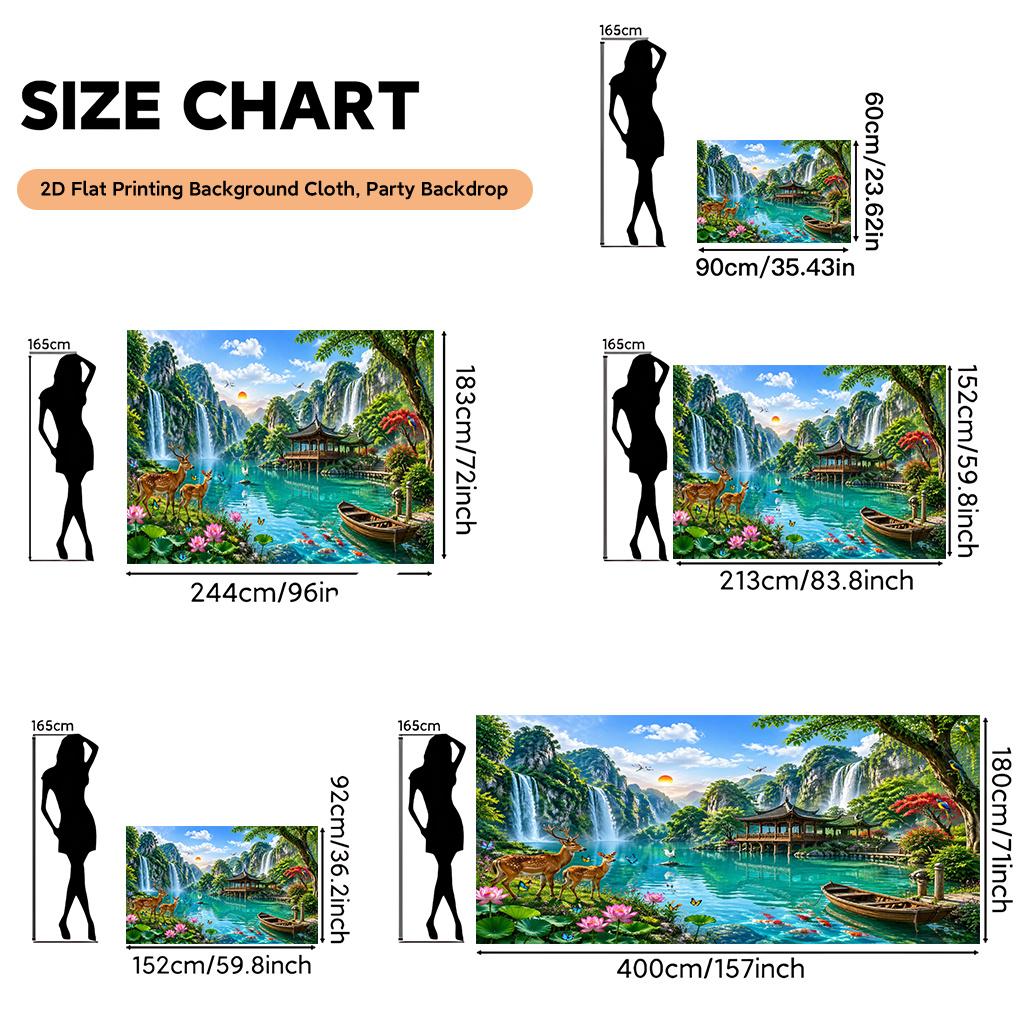 Luxurious Tropical Waterfall Landscape Tapestry Wall Hanging Polyester Backdrop Asian Jungle Paradise Decoration for Home Party