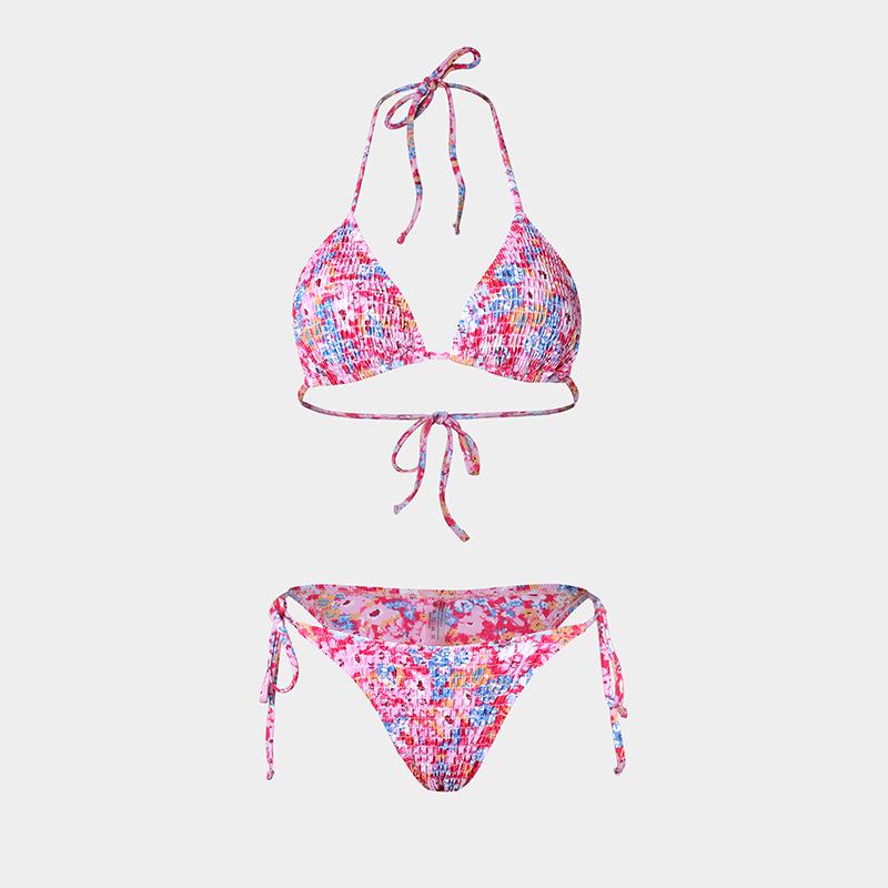 Europäisches und Amerikanisches Bedrucktes Dreiteiliges Bikini-Set mit Gaze-Rock - Sexy Urlaubs-Badeanzug