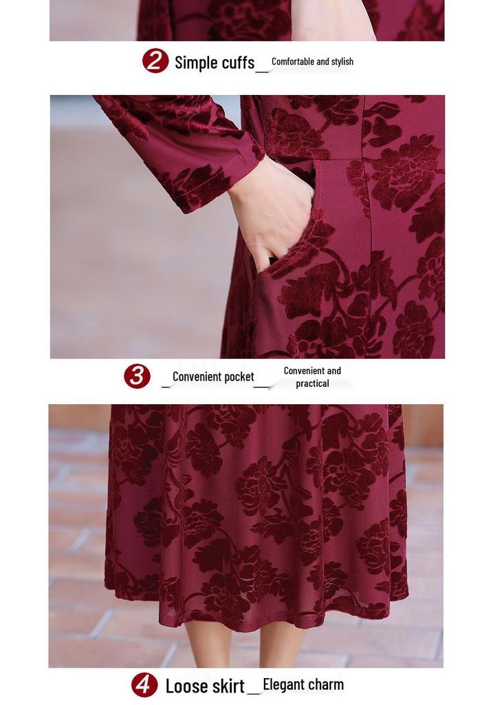 Retro Slimming Cheongsam Dress for Middle-aged and Elderly Women