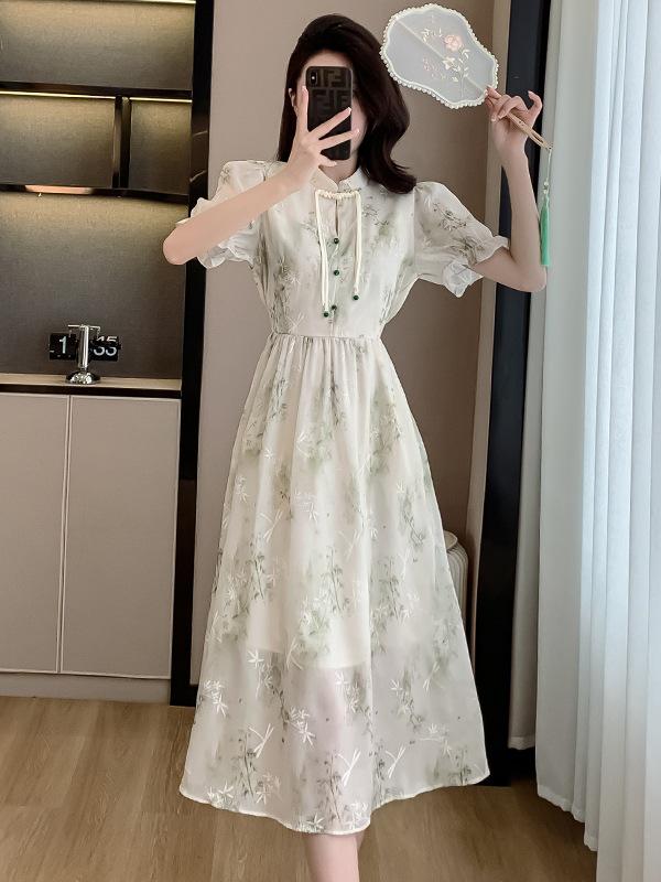 

Elegant Chinese-Style Tassel Embroidered White Summer Dress Small