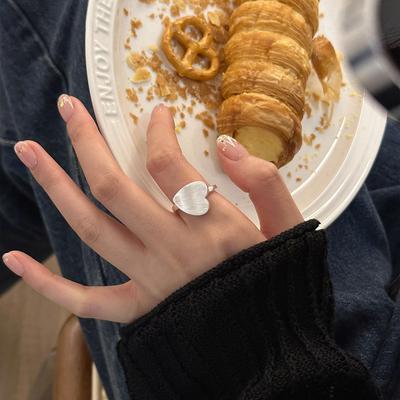Liebesring Damen Sommermode Persönlichkeit Gebürstetes Herz Ringöffnung Verstellbarer Zeigefingerring