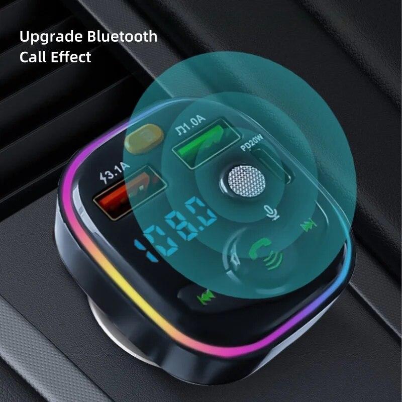 Auto Bluetooth 5.0 FM vysílač Handsfree Q6 Autorádio Nabíječka Adaptér Přehrávač Rychlý USB Modulátor MP3 Rádio Zapalovač