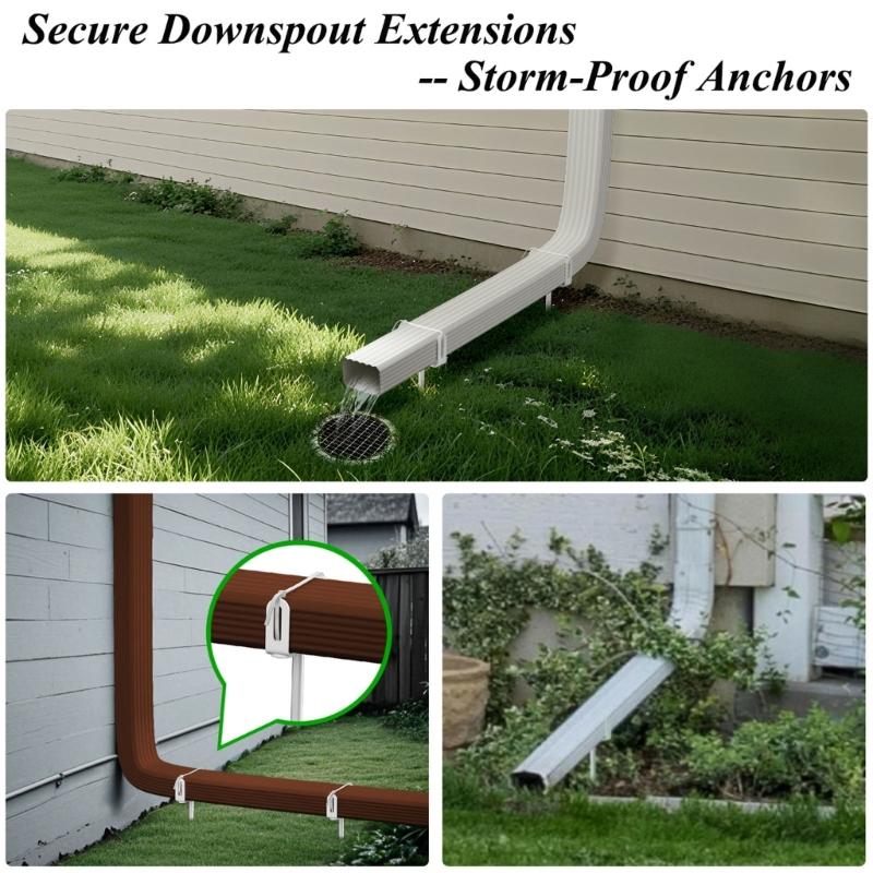 2pcs Adjustable Size Downspout Support Brackets Heavy Type Carbon Steel Rust Proof Finish Simple Setup