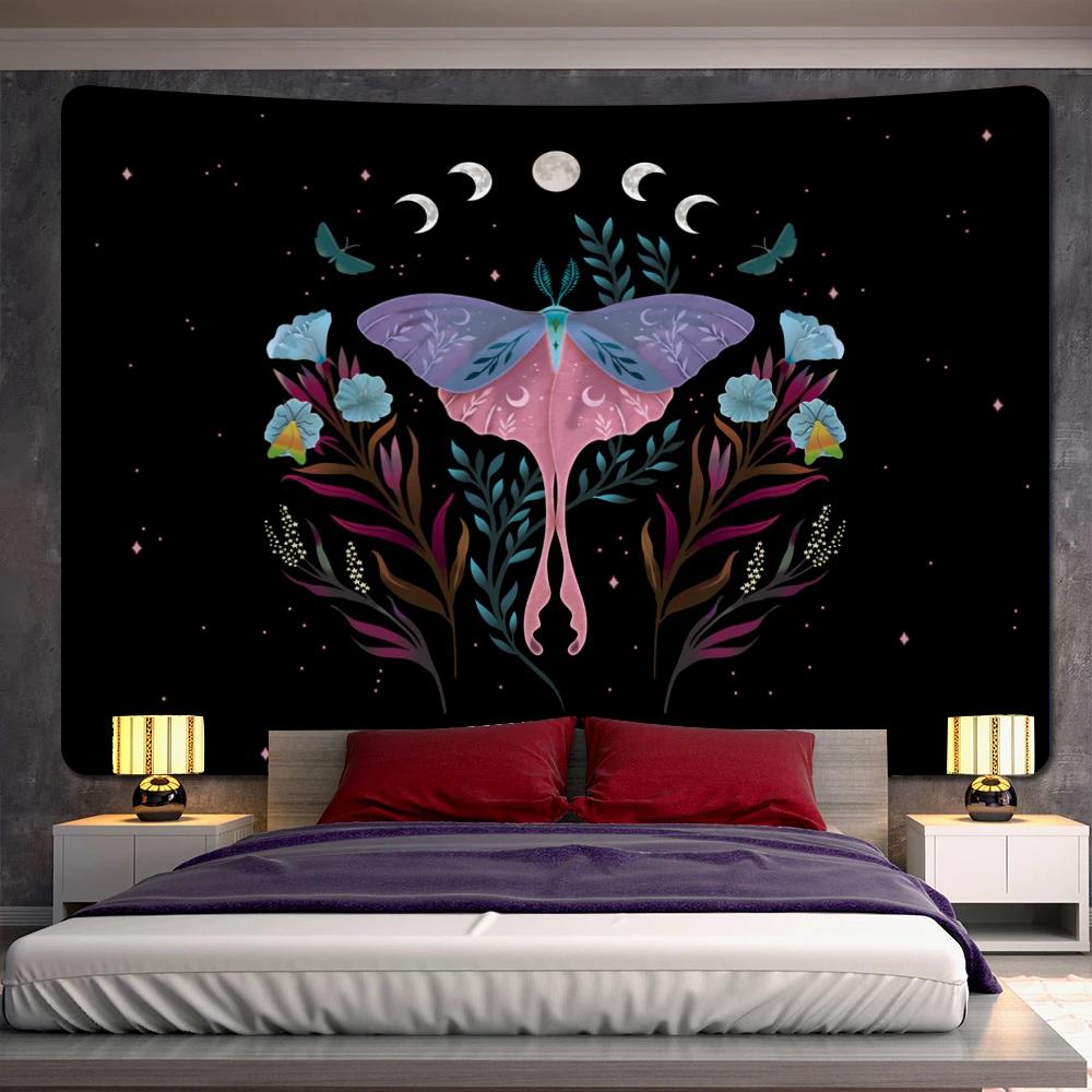 Wall Pendant Room  Background  Sun Butterfly Flower Tarot Card Psychedelic Scene Home Art Tapestry