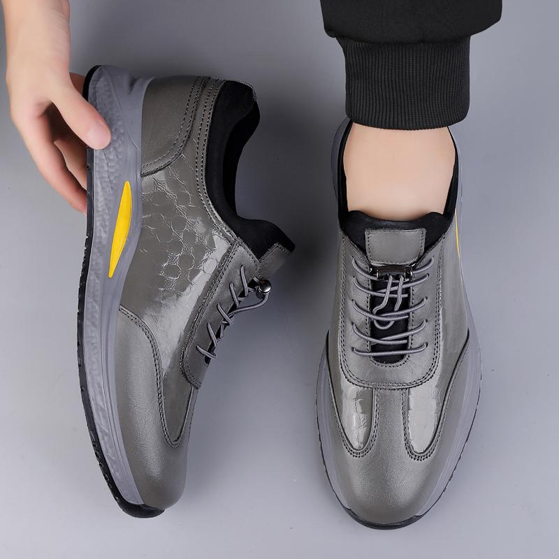 Fashion High Quality Brand Men's Genuine Leather Casual Shoes Thick Soled Sports Shoes Outdoor Hiking Shoes Men's Work Shoes