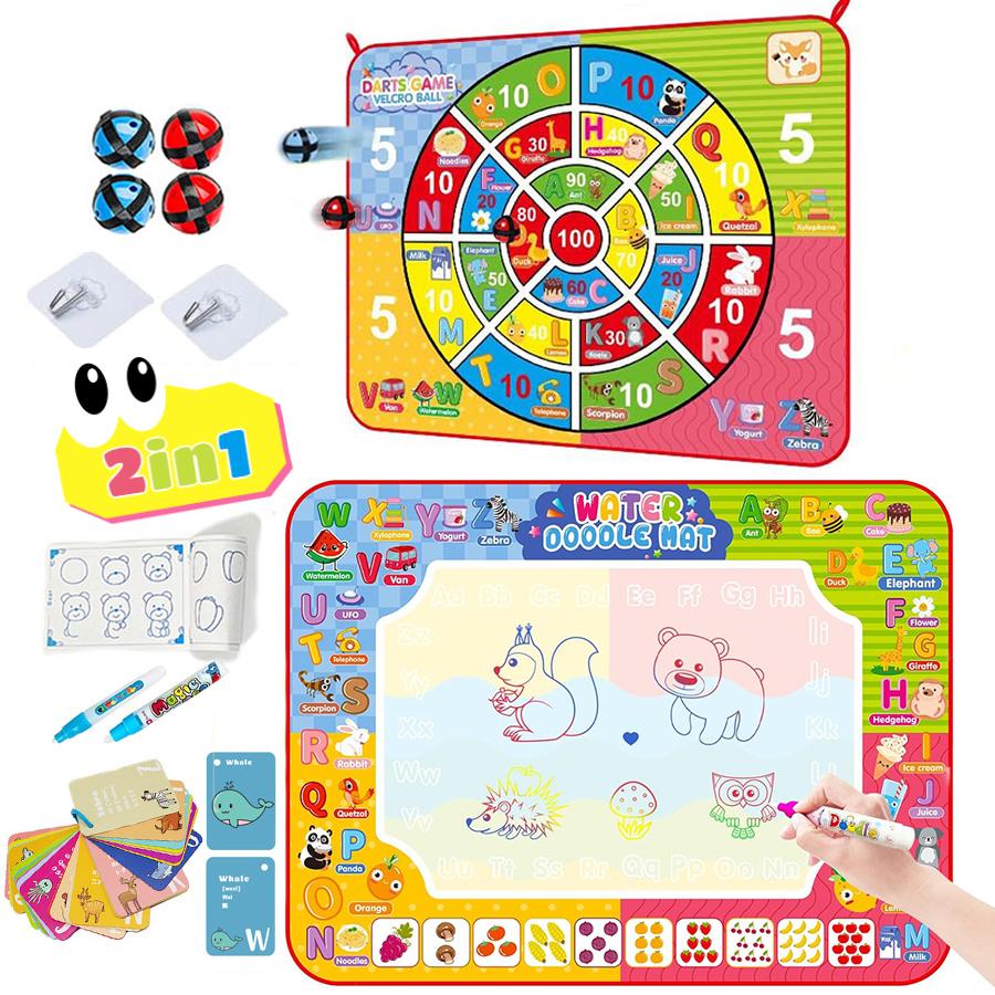

Non-Toxic 2In1 Magic Water Painting Mat & Ball Dart Throwing Montessori Doodle Canvas Boosts Creativity & Hands-On Skills Birthday Gift