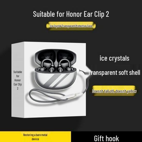 2nd Gen Transparent Anti-drop Earbud Case with Ear Clip Style