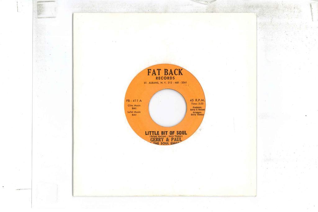7inch Record GERRY THOMAS PAUL ROLAND MARTINEZ  Little Bit Of Soul  Cat Walk FB411 FAT BACK 1968 US SoulFunk Used