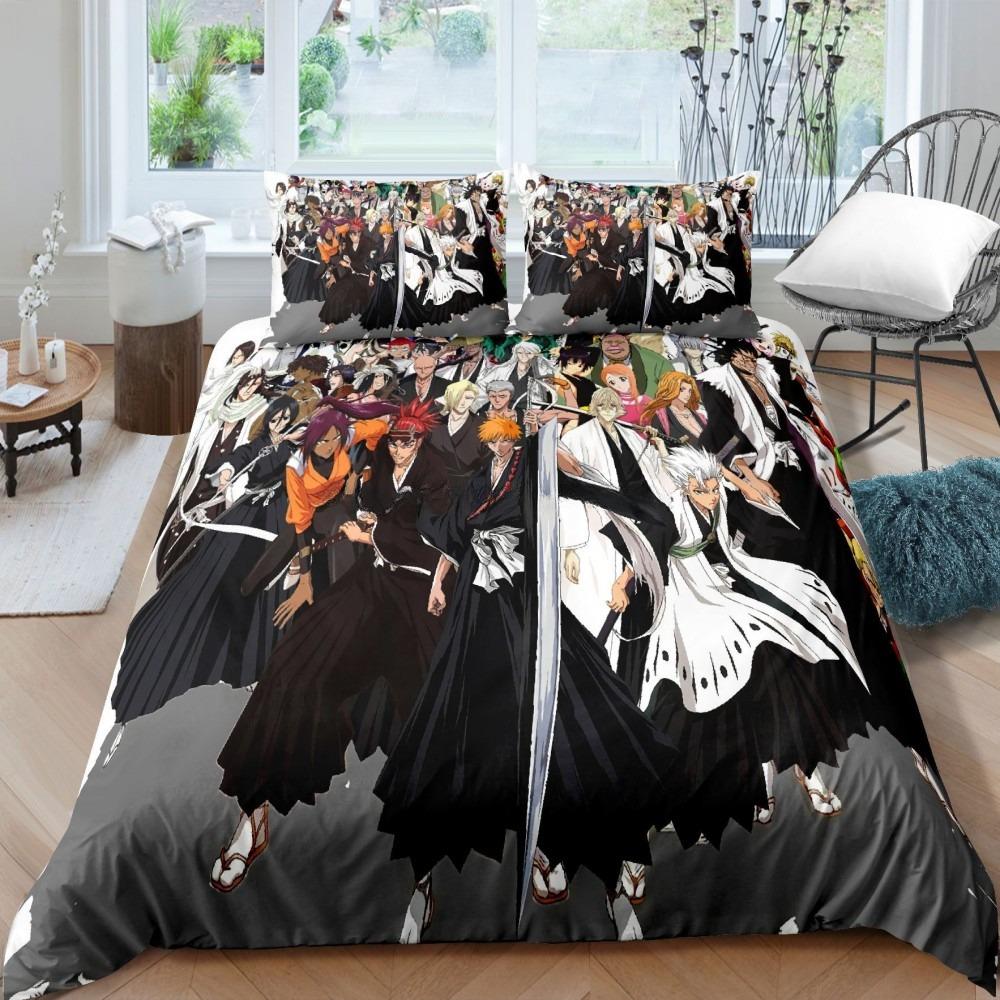 3D Bleach Kurosaki Ichigo Bedding Set Anime Duvet Cover Pillowcase Boys Comforter Bed Linen