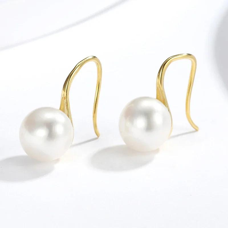 New Fine Grade AAAA Freshwater Pearl Earrings For Women Wedding Party Jewelry Earrings Black Pink White Purple 8-9mm Bread Round белый