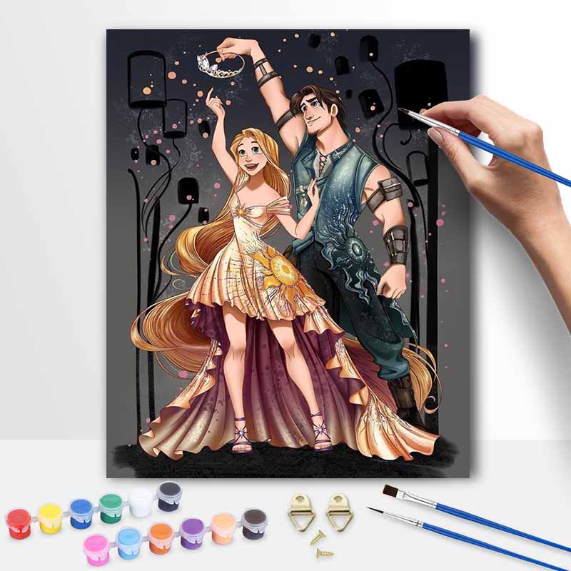 Disney Rapunzel Flynn Rider Oil Paint by Numbers Painting Kit Handmade Diy Home Decor Gifts Wall Art Canvas Wedding Anniversary Love Presents