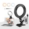 6.3 Inch 2700K-5500K Selfie Ring Video Light with Clamp Mount 3 Dimmable Colors 11 Brightness