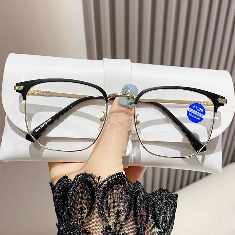 Men Women Business High-definition Eyeglasses Vintage Eyebrow Frame Reading Glasses Anti Blue Light Presbyopia Glasses