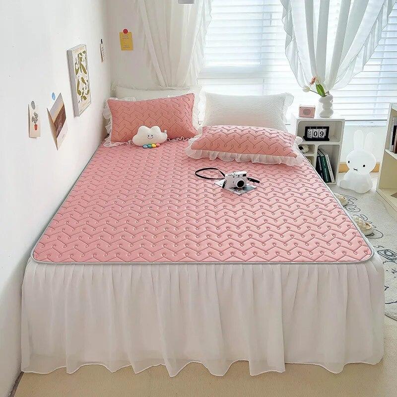 Textile de casă Cearșaf cu elastic Față de pernă Set 3 buc Așternut de pat Răcoros de vară Latex Cuvertură de pat Volan pentru pat Desene animate drăguțe Cearșaf pentru pat pentru copii