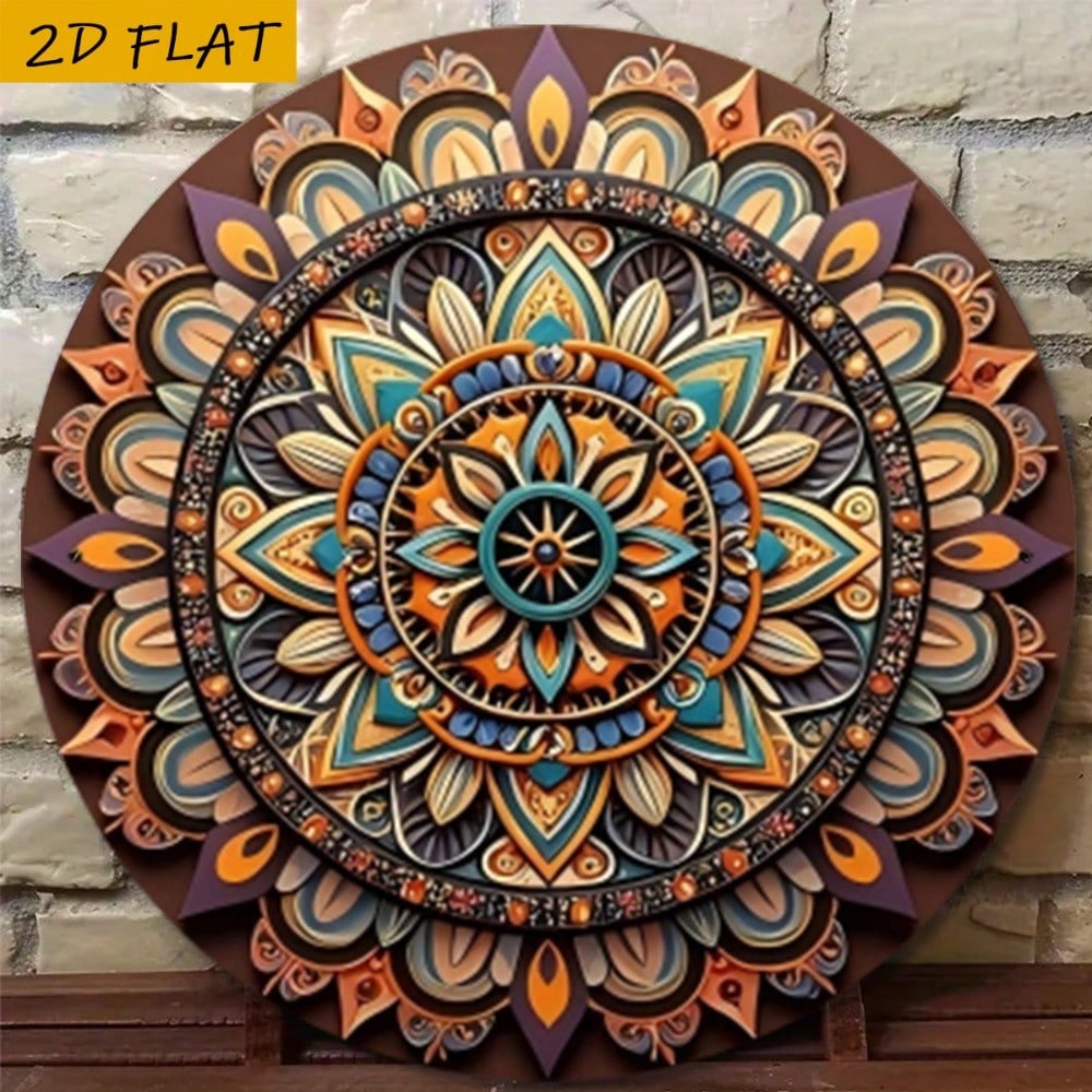 

Vintage Metal Wall Art Sign 8x8 Inch Round Mandala Geometric Decor Handmade Aluminum TYA-1009000 разноцветный