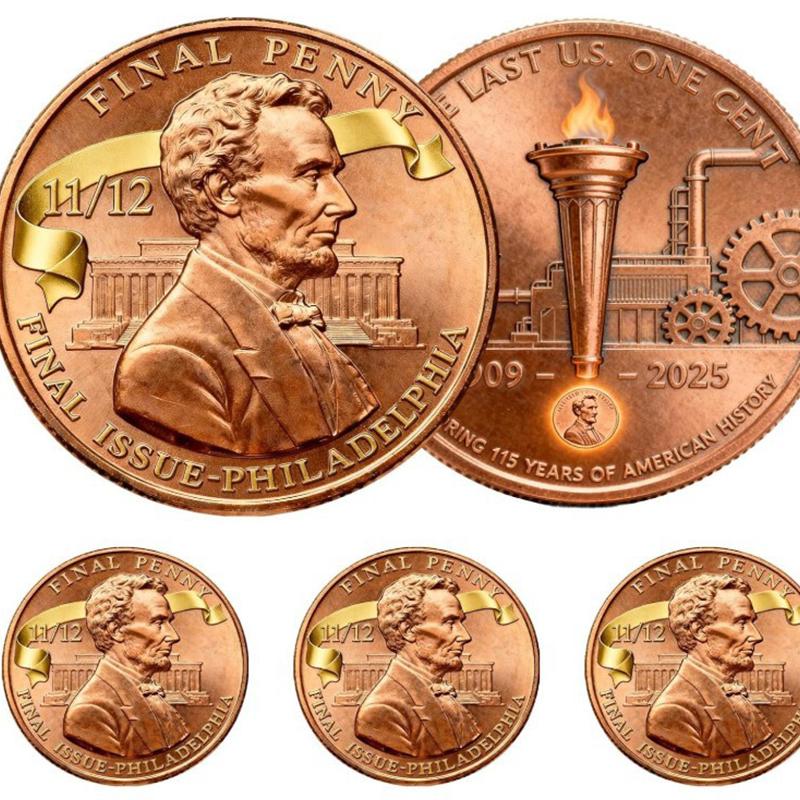 

Last Lincoln Penny Tribute Token Final Cent Memorial Coin Historical Commemorative Coin For Us Penny Era Nostalgic Collector A1