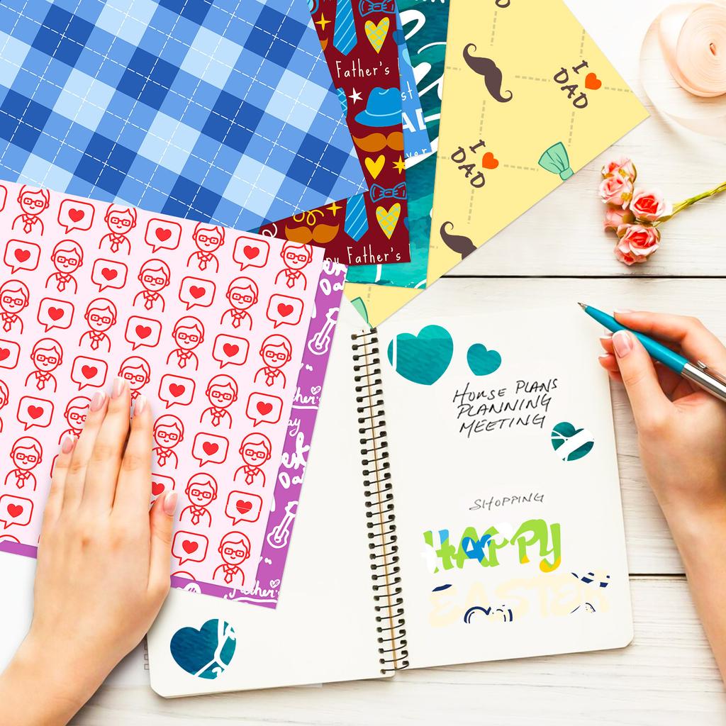 12 Pieces of Striped Father's Day Material Paper Fashion Basic Handbook DIY Background Photo Album Base Material Paper