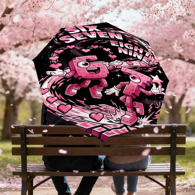 1PC Six Seven Umbrella-8-Rib Reinforced Portable Folding Travel Suitable for All Seasons Outdoor Daily Use -J0368