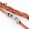 Men Vintage Braided Faux Leather Stainless Steel Cuff Bangle Bracelet Wristband