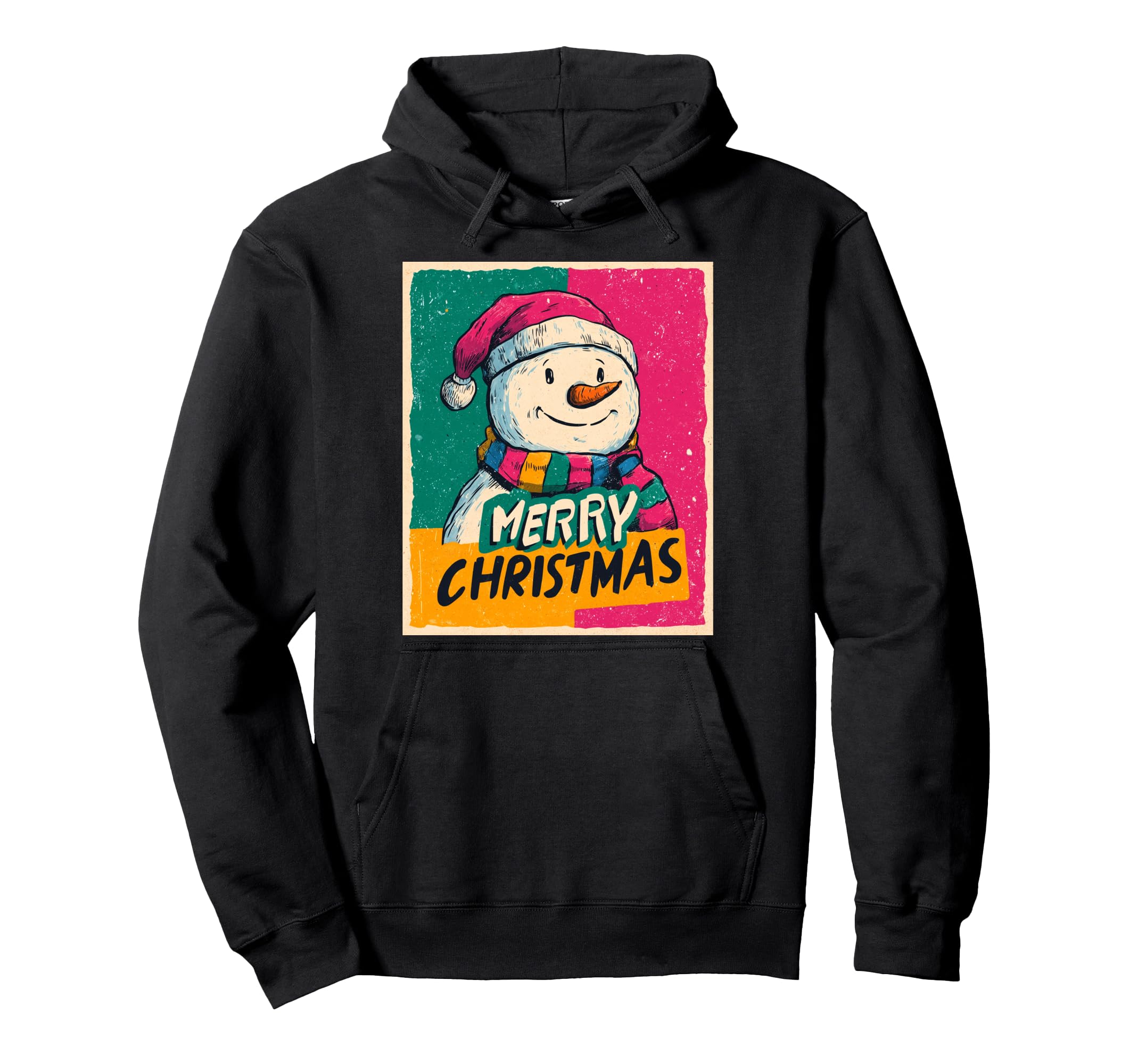 

Merry Christmas Snowman Vintage Retro 80s Christmas Hoodie чёрный